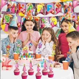Princess Peach theme Birthday supply decorations
